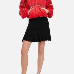 Free People Black Knit Ruffle Mini Skirt Size XS
